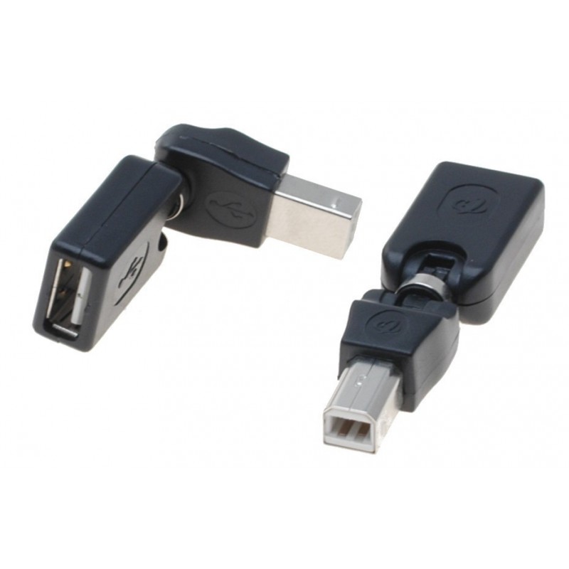 USB adapter B hane til A hona, drejeligt 3D vinkelled Til montering på begrænset plads