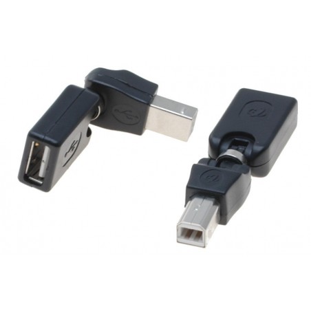 USB adapter B hane til A hona, drejeligt 3D vinkelled Til montering på begrænset plads