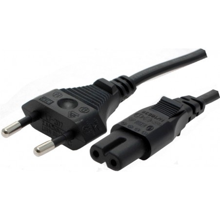 Nätkabel apparatkabel, rak CEE 7/16 - rak IEC C7, 5m, svart
