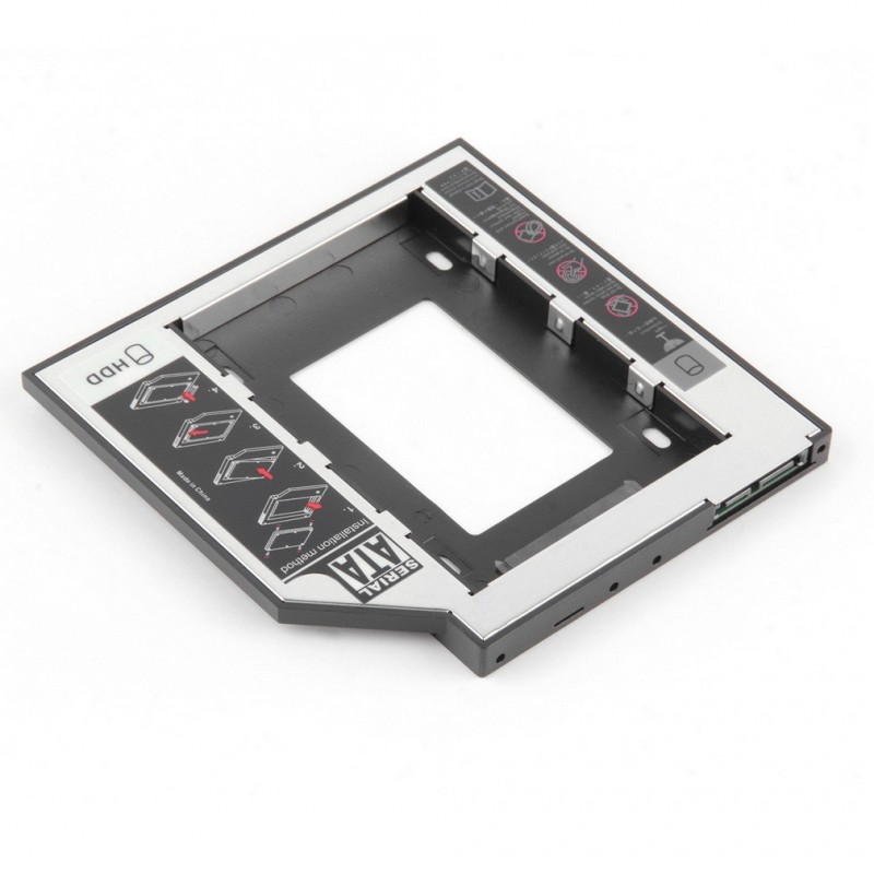 Monteringsramme/ adapter/ drev til 2½" HDD eller SSD til intern SATA tilslutning, 12,7 mm tyk, Plug & Play