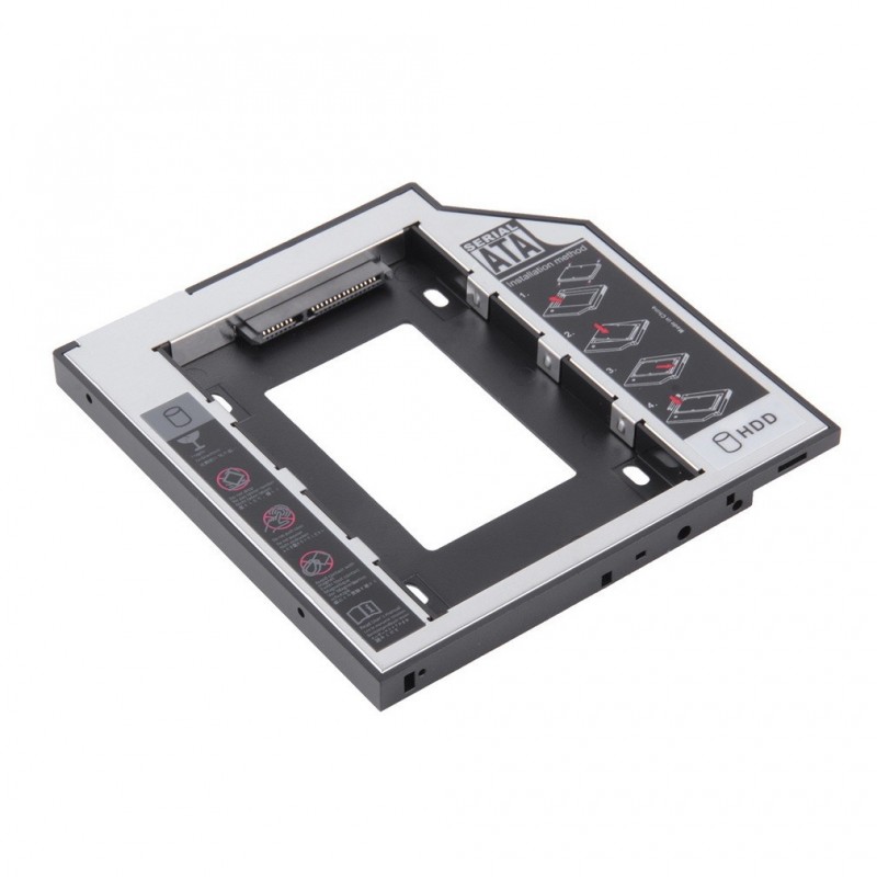Monteringsramme/ adapter/ drev til 2½" HDD eller SSD til intern SATA tilslutning, 12,7 mm tyk, Plug & Play