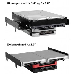 HDD monteringssæt 2,5/3,5 til 5,25 drev, svart