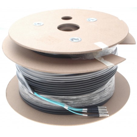 Armerad fiberkabel, multimod, LC-LC, 150m, 50 / 125my, 4 kärna, OM3, Black, LSZH