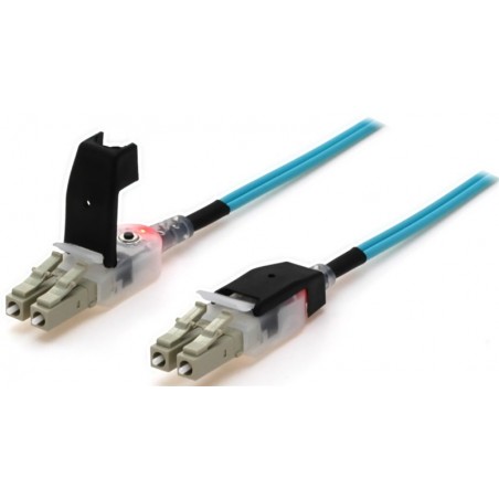 Fiberkabel, LED-ljus, Multi-läge, LC-LC, 1m, 50 / 125my, OM3, Aqua, LSZH, Duplex