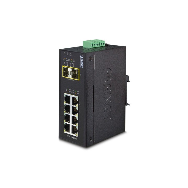 Ethernet Switch för DIN-skena - 8 x RJ45 och 2 x SFP 1000Mbit