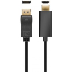 1m Display kabel version 1,2. DP jane till HDMI jane, mekaniskt lås