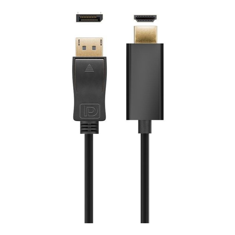 1m Display kabel version 1,2. DP jane till HDMI jane, mekaniskt lås