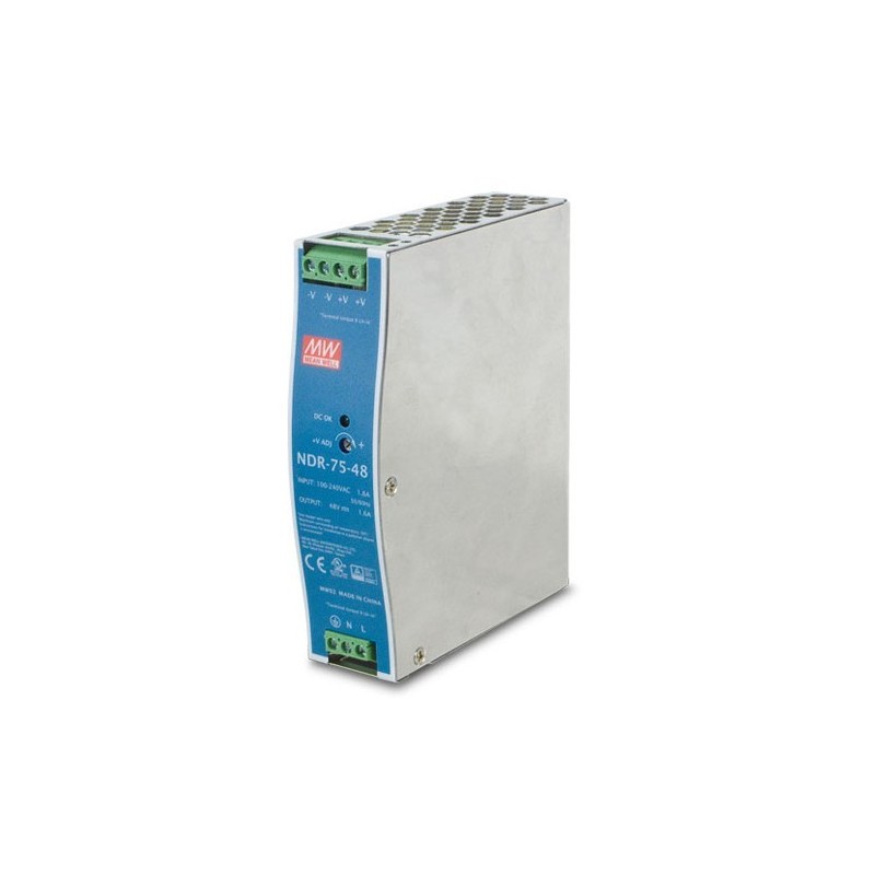 48V / 1.6A, 75W AC / DC nätaggregat för DIN-skena montering - Binär Teknik AB PWR75-48 Mean Well