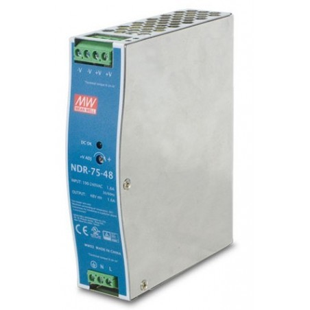 48V / 1.6A, 75W AC / DC nätaggregat för DIN-skena montering - Binär Teknik AB PWR75-48 Mean Well