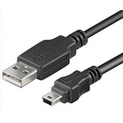 Mini USB kabel, A hane – mini B hane, svart 1,25 m