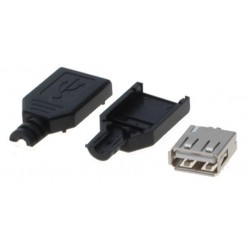 USB A honkontakt inkl. cape. lödanTerminaler