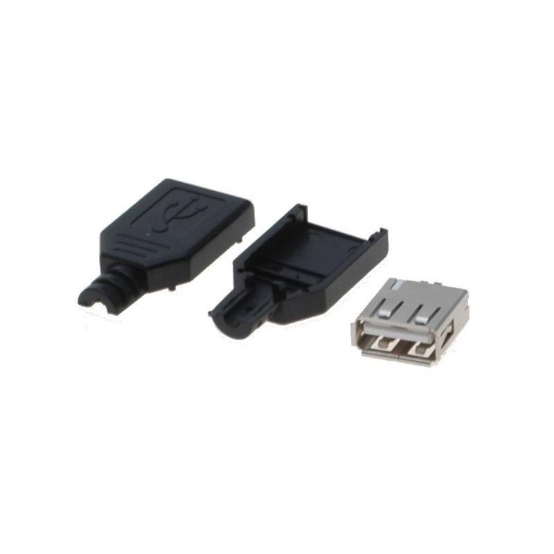 USB A honkontakt inkl. cape. lödanTerminaler