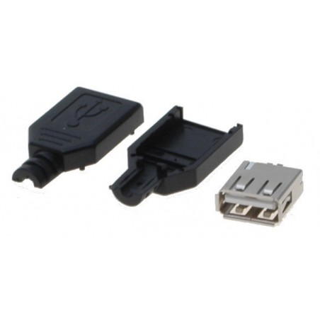 USB A honkontakt inkl. cape. lödanTerminaler