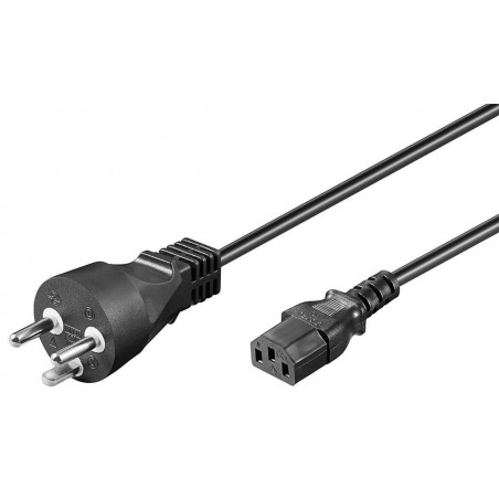 230V strömkabel (runda stift) med jord och C13 apparatens kontakt IEC hon
