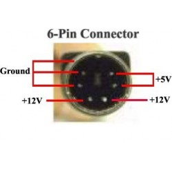6 Pin 12VDC / 5VDC. strømforsyning, 100-240 VAC