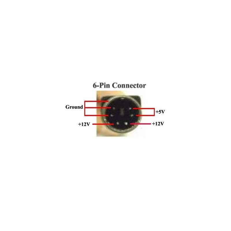 6 Pin 12VDC / 5VDC. strømforsyning, 100-240 VAC