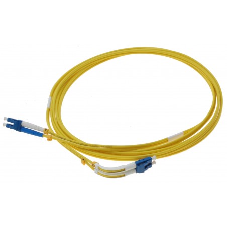 Vinklad fiberkabel, enkelmod LC-LC, 3m, 9 / 125my, Gul, LSZH, Duplex