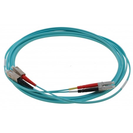Fiber optisk omformerkabel- multimode LC-SC, 50/125µm, duplex, aqua, OM3, 5 meter
