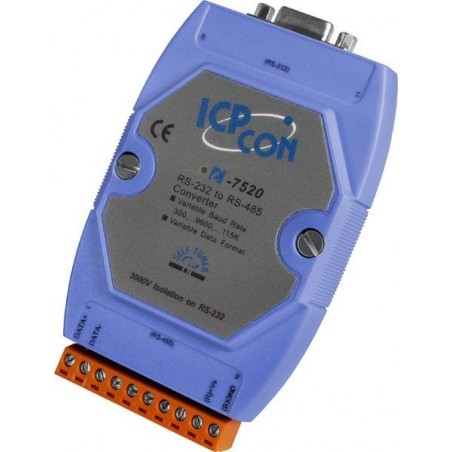 ICPDAS I-7520 är en RS232 för RS485-omvandlare med galvanisk isolering (optisk)