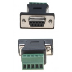 Plint med SUB-D DB9 FEMALE-kontakt. Adapter med 5 skruvklämmor