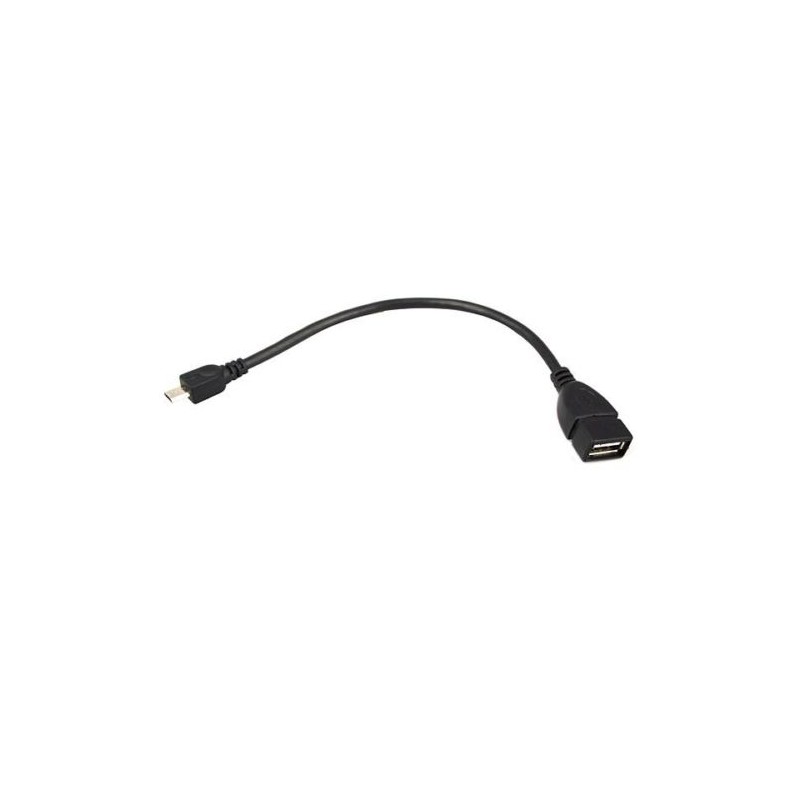 USB OTG kabel 2,0 - USB A Kvinna / Micro-B jane - svart - 10 cm
