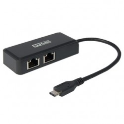 USB31C till Ethernet 1Gbit 10/100/1000 - USB Typ C 3.1 till 2 x RJ45-portar