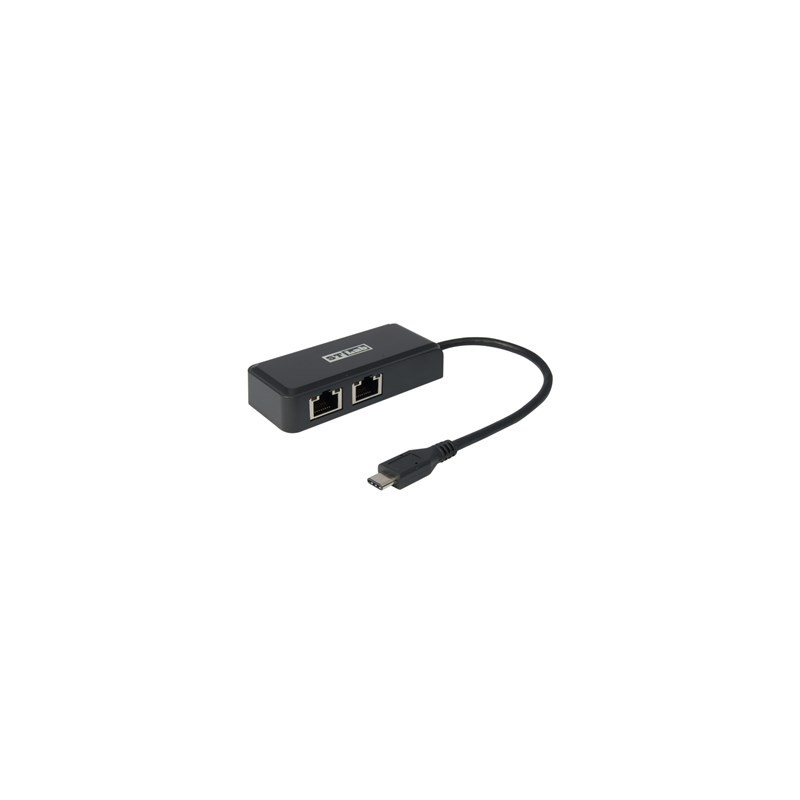 USB31C till Ethernet 1Gbit 10/100/1000 - USB Typ C 3.1 till 2 x RJ45-portar