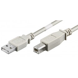 USB 2.0 Hi-Speed-kabel, A jane - B jane, AWG28, grå, 3m
