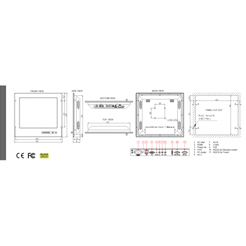 19 Marine Touch Monitor - IP65, LED-bakgrundsbelysning, VESA-fäste