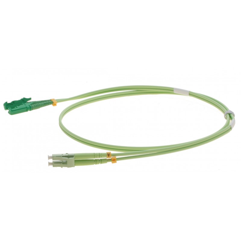 Fiberkabel, multimod, APC E2000 / LC, 2m, 50 / 125my, OM5, kalk, LSZH, Duplex