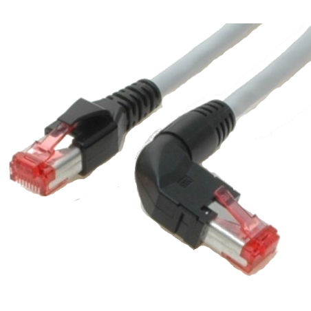 90 ° vinklad RJ45 katt. 6 nätverkskabel - STP - Grå - 2m - Binär Teknik AB