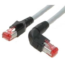 90° vinklet RJ45 Cat. 6 netværkskabel - STP - Grå - 1m - DANBIT