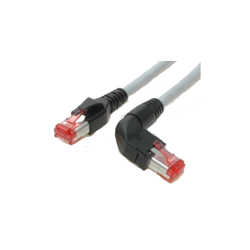90° vinklet RJ45 Cat. 6 netværkskabel - STP - Grå - 1m - DANBIT