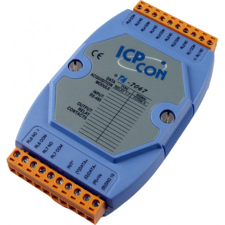 ICPDAS I-7063 är en 3 x Power Relay Exit 30VDC / 250VAC 5A, 8 x Digital ingång, RS485 buss