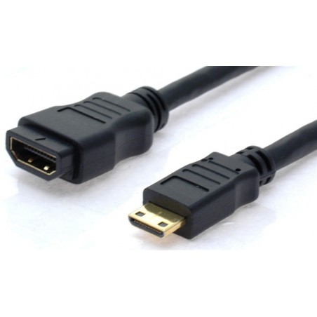 Mini HDMI förlängningskabel - HD - Mini HDMI 1.3 - Till kvinnlig HDMI - 1,8 meter