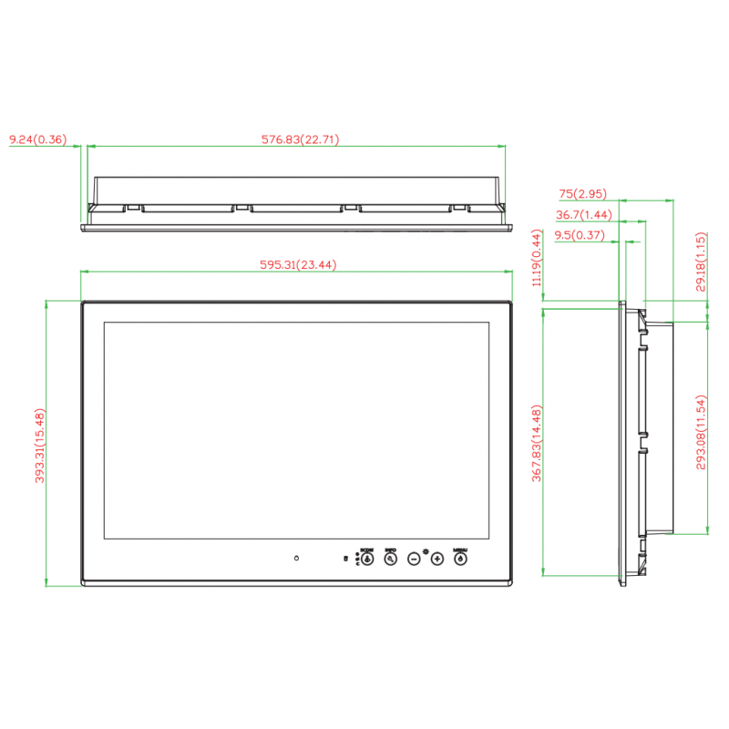 24 "LCD MOXA MD-224Z kapacitiv pekskärm, främre IP66, bakre IP20, 1280x1024 - Binär Teknik ABA / S