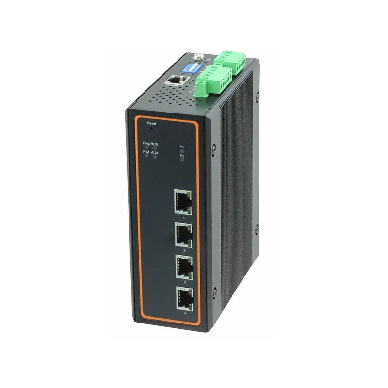 Industriell 4 portar janeterade Gigabit Ethernet PoE switch -  Binär Teknik AB
