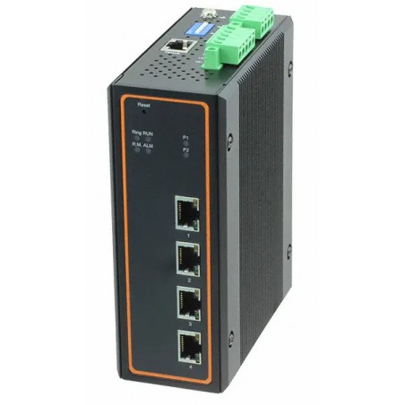 Industriell 4 portar janeterade Gigabit Ethernet PoE switch -  Binär Teknik AB