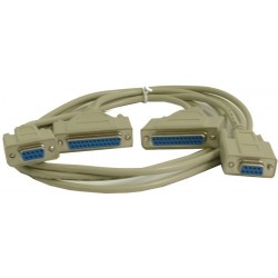 Universal nollmodemkabel 1,8 m - DB9 & DB25 honkontakter