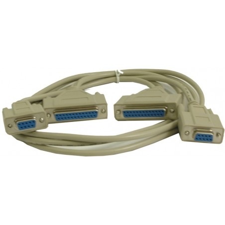 Universal nollmodemkabel 1,8 m - DB9 & DB25 honkontakter