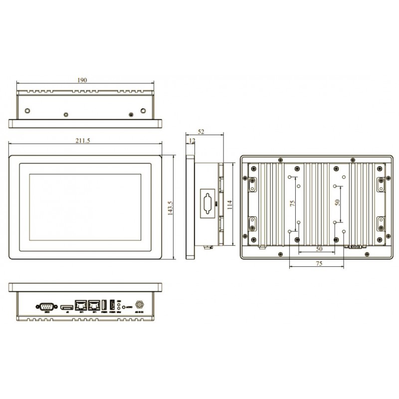 7-tums PC med 2 x RS232 och 2 x USB - Intel Atom E3815 1.46GHz