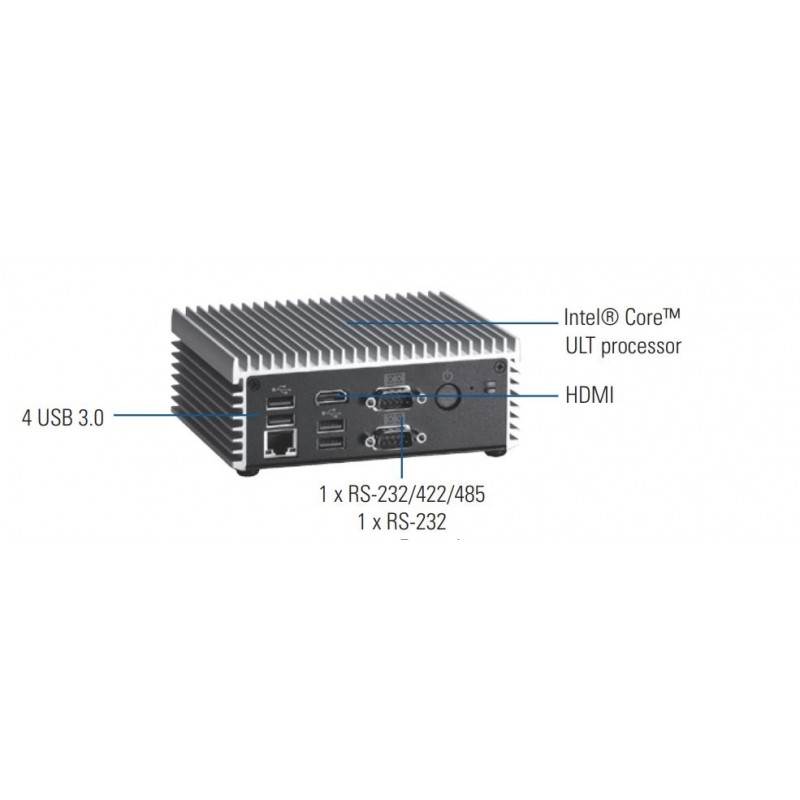Fanless Embedded PC i3 CPU 21.GHz, med USB og Seriell RS232 COM porte