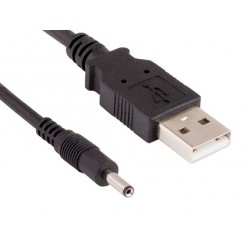 USB till likströmskabel - 5V, 0,40m, svart