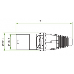 Vatten- och dammtätt IP65 RJ45 metallhölje och för push/pull-lås, högfrekvent skärm