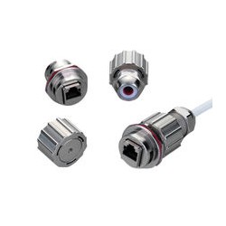 Vattentät RJ45-kontakt i 3 delar - IP68 tät - metall - Binär Teknik