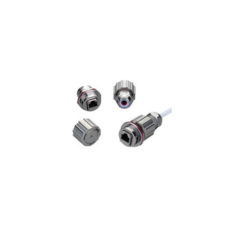 Vattentät RJ45-kontakt i 3 delar - IP68 tät - metall - Binär Teknik