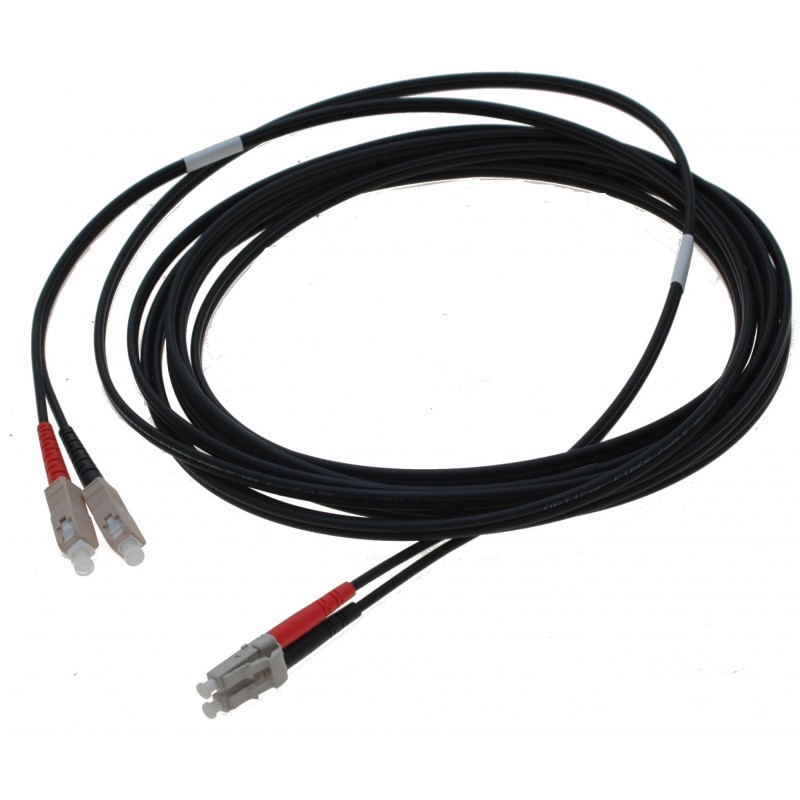 Armerad fiberkabel, multimode, LC / SC, 12m, 62,5 / 125my, Black, LSZH, Duplex