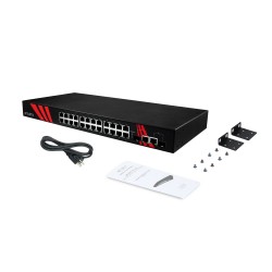 26-port industriell gigabit ojaneaged switch. 1U 19 "rackmontering
