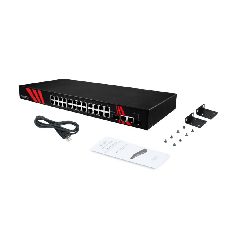 26-port industriell gigabit ojaneaged switch. 1U 19 "rackmontering