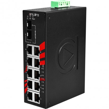 12Port Industrial PoE + Gigabit ojaneaged switch, -40 ° till 75 ° C